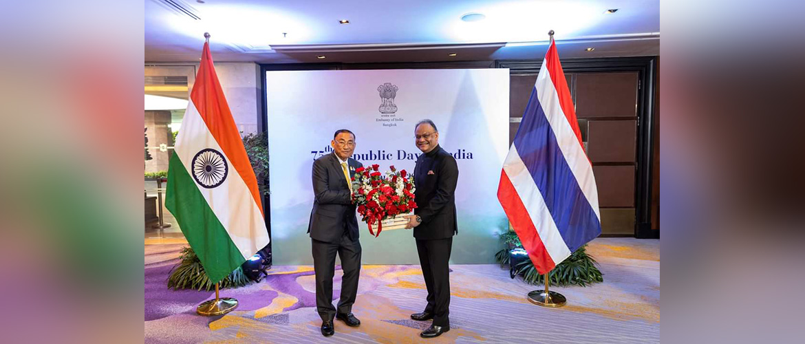  Ambassador Nagesh Singh received H.E. SermsakPongpanit, Minister of Culture of Thailandat the 75th Republic Day Reception.