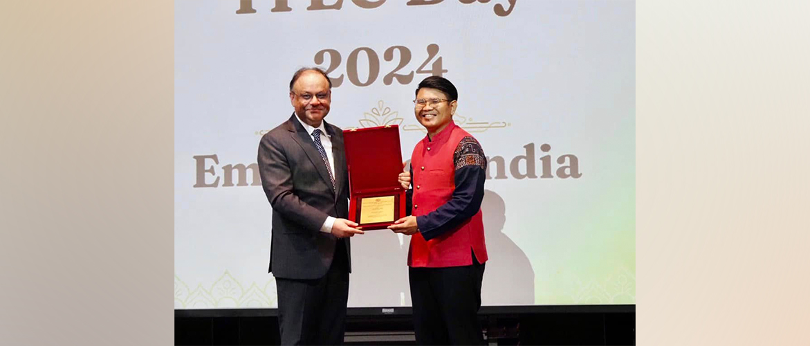  Assistant Prof Dr. Piyanat Soikham, Director of India Studies Centre, Ubon Ratchathani University received the prestigious Bharat Mitra Samman - Distinguished Alumni Award 2023 from Amb Nagesh Singh