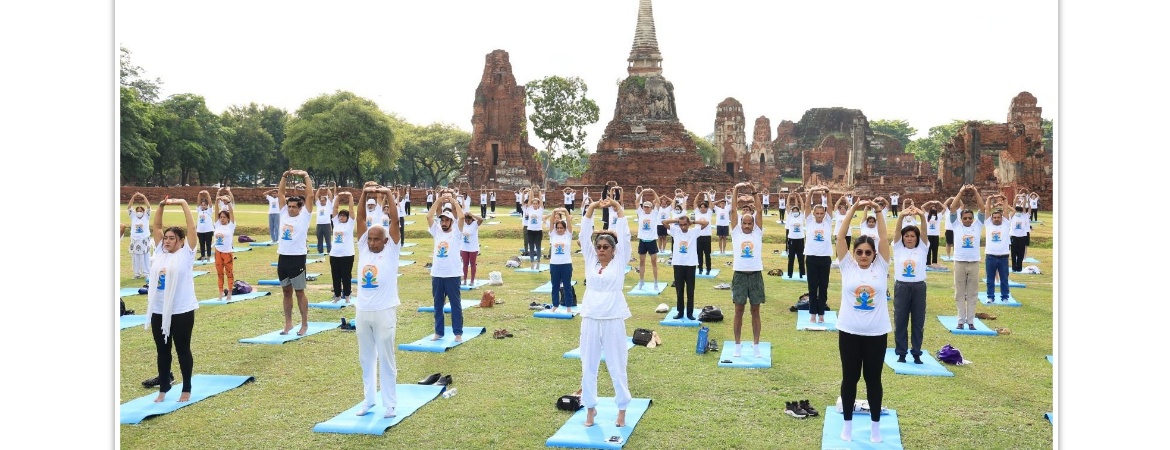  Celebration of 8th IDY2022 (Guardian Ring for Yoga ) at iconic ‘Wat Mahathat’ Historical Park, Ayutthaya, Thailand on 21 June 2022