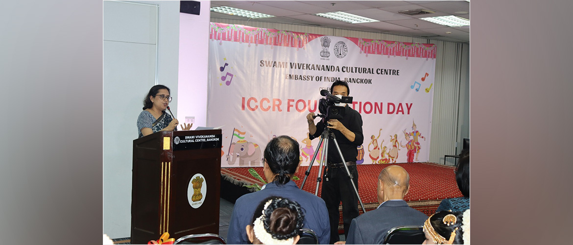  Ms. Paulomi Tripathi, Cd’A a.i. delivered welcome address at the celebration of Foundation Day of ICCR at SVCC, Bangkok