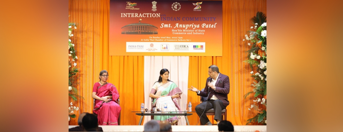  Smt Anupriya Patel, Minister of State for Commerce and Industry interacted with Indian community members at Bangkok - 22 May 2022.