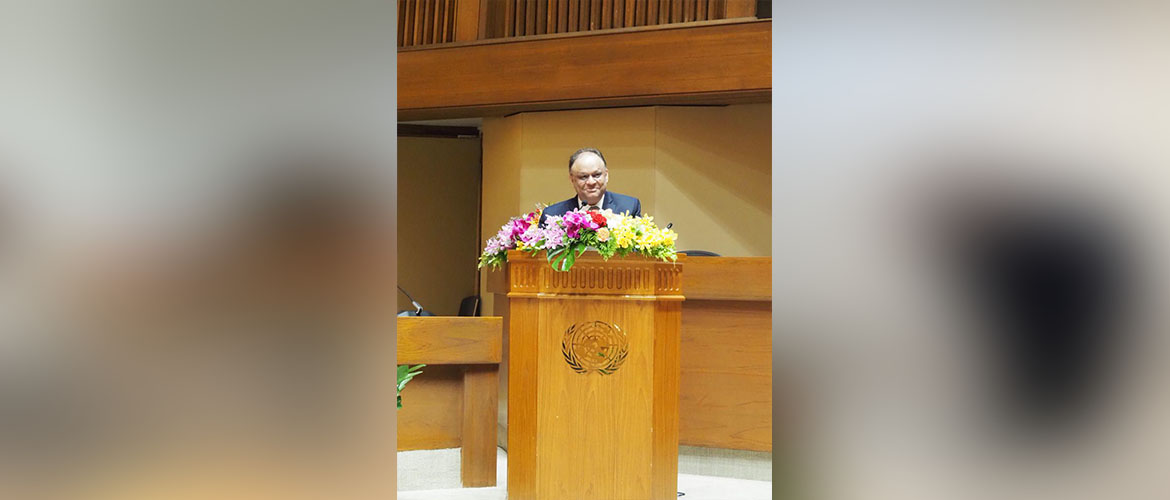  Ambassador Nagesh Singh highlights the Government of India’s efforts to implement Gandhian principles in India such as decentralization and women led development on the occasion of International Day of Non Violence at United Nations Conference Centre, Bangkok